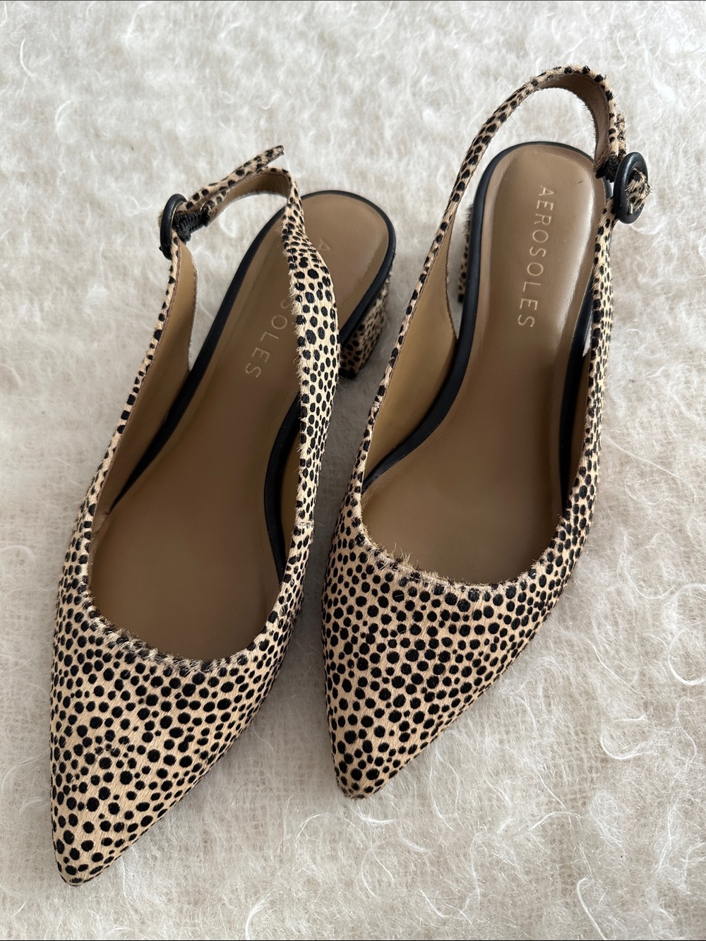Aerosoles Grand Central Cheetah Print Calf Hair Slingback Heels Size 8